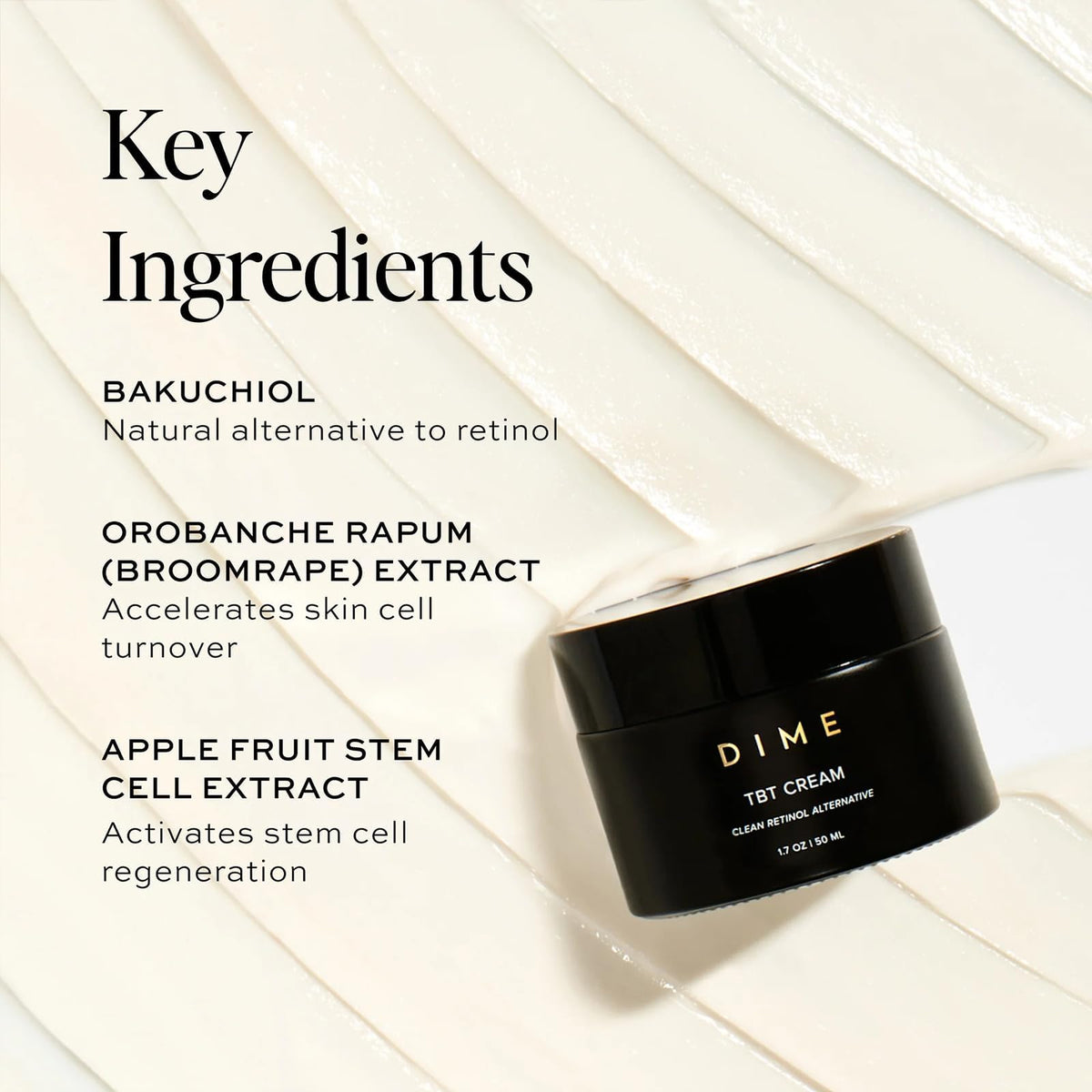 DIME Beauty TBT Cream - Anti-Wrinkle Night Cream with Bakuchiol Retinol Alternative for Fine Lines, Firming and Smoothing Face Moisturizer, Vegan, Cruelty-Free, 1.7 oz / 50 ml