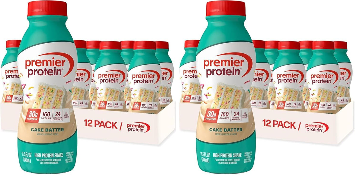 Premier Protein +Energy 30g High Protein Shake, Café Latte, 12 Pack