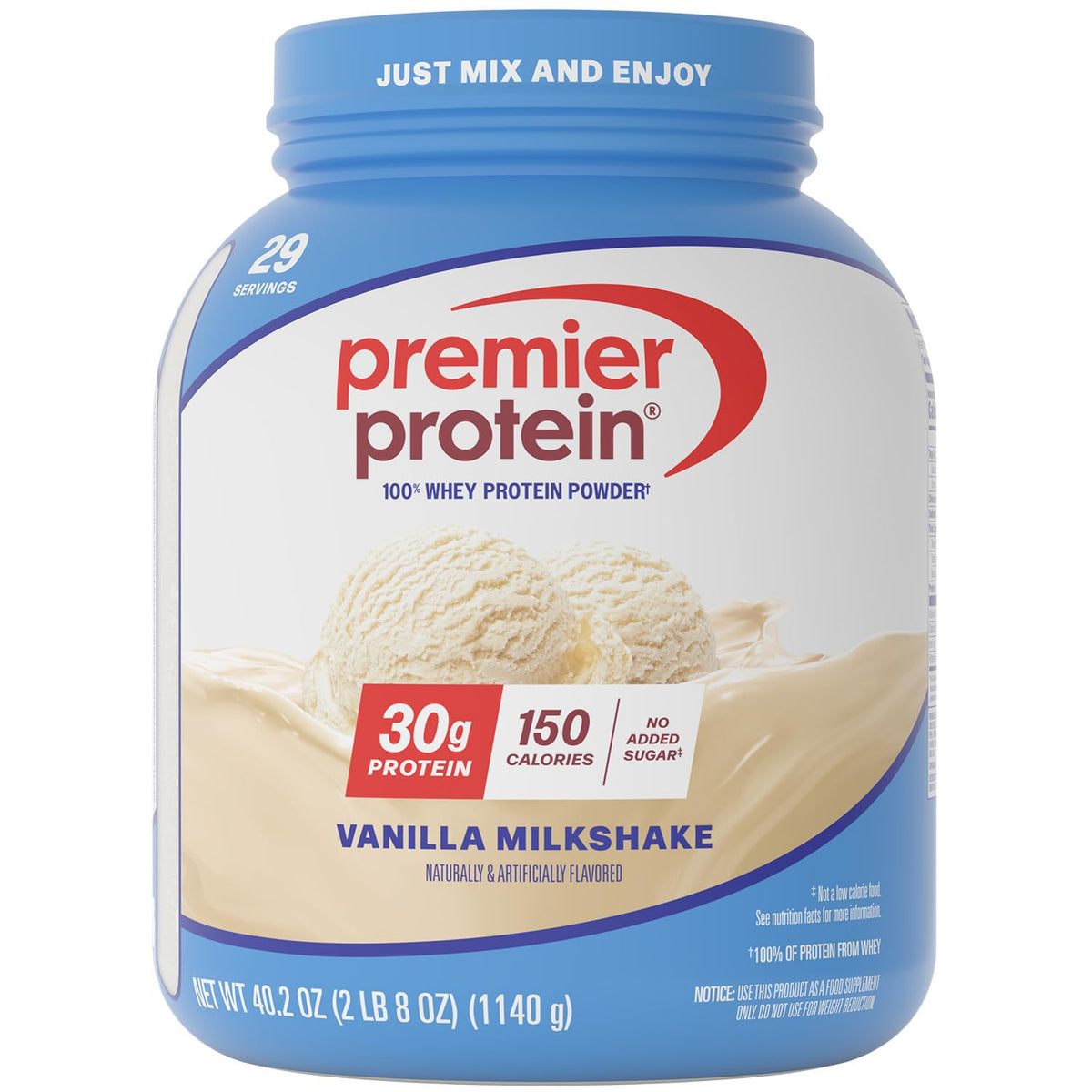 Premier Protein 30g High Protein Powder, 100% Whey, Vanilla, 17 Servings