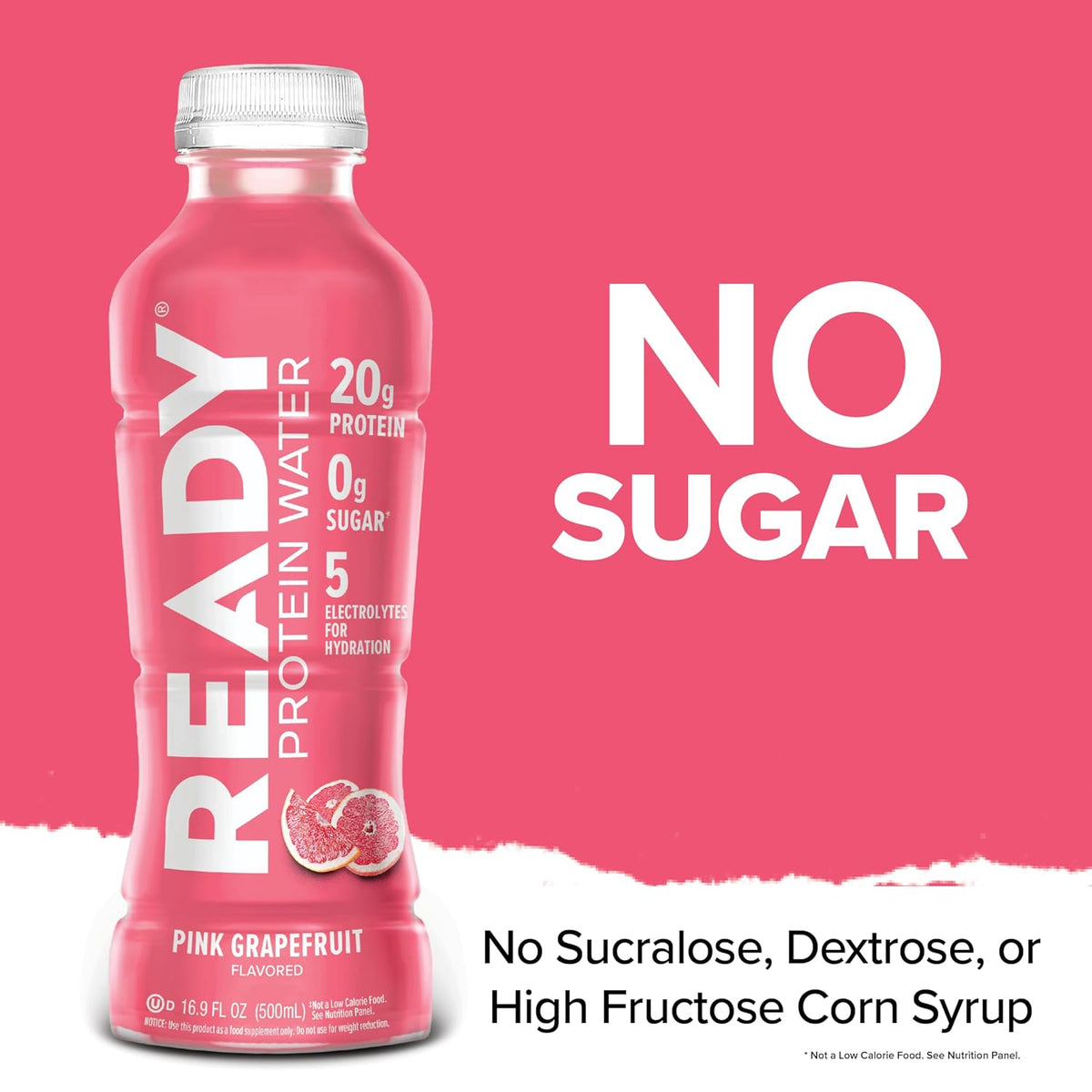 Ready Clear Protein Water, Pink Grapefruit, 20g Whey Protein Isolate 12Pack