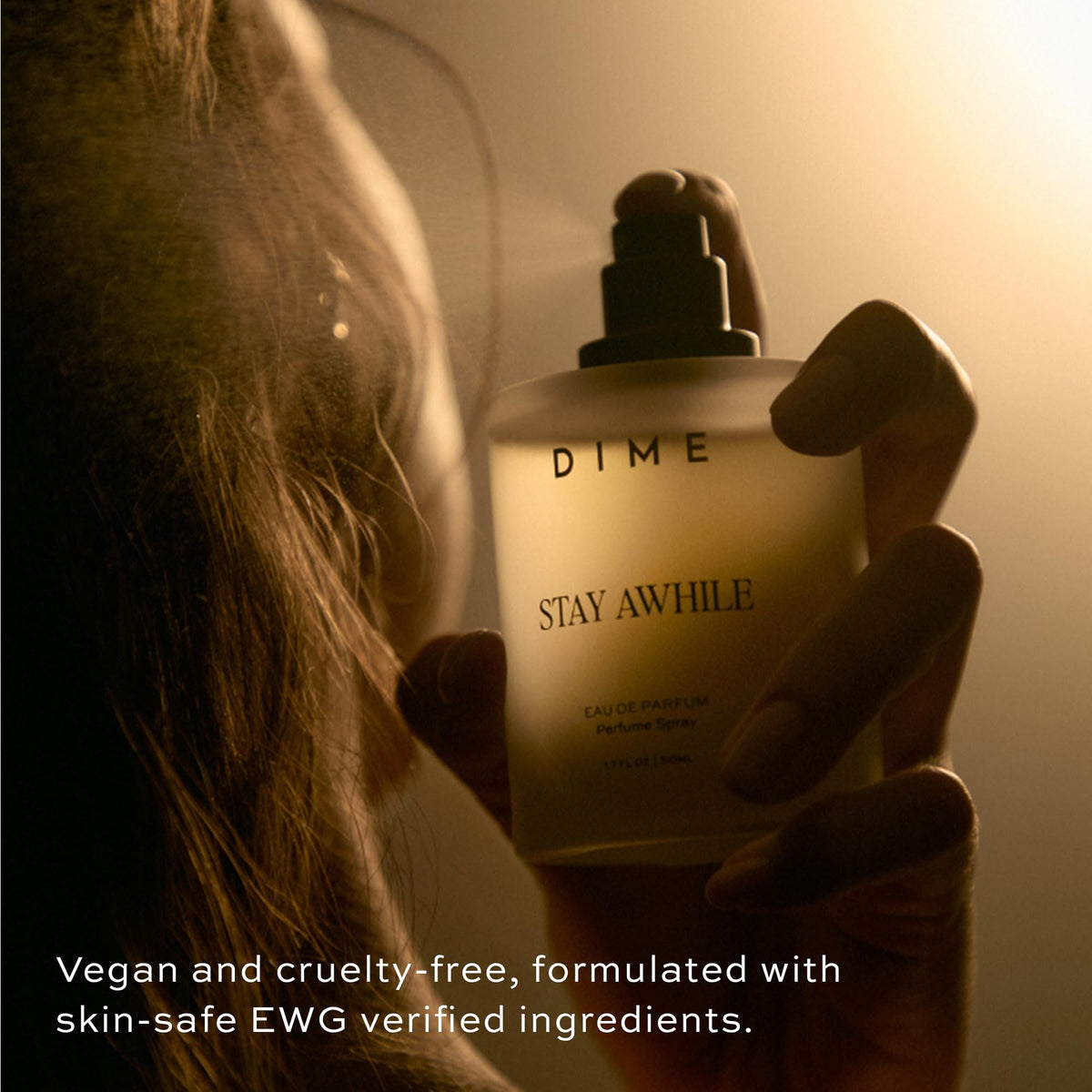 DIME Beauty Stay Awhile Perfume for Women, Warm Gourmand with Toasted Pistachio, Cashmere Musk, and Vanilla Bean Clean, Vegan, Cruelty-Free Fragrance, 1.7 oz / 50 ml