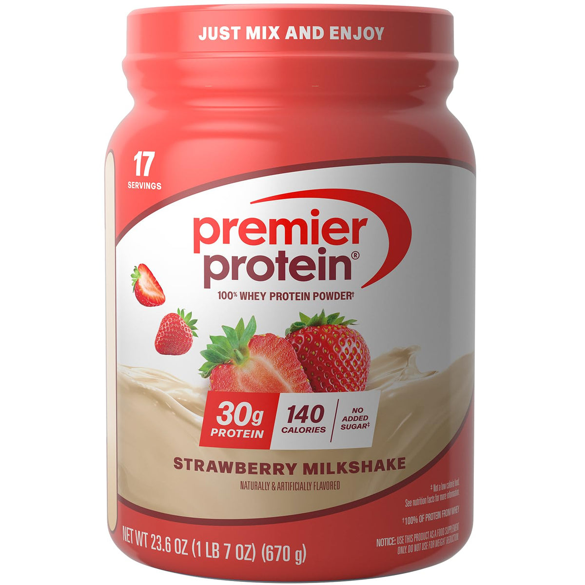 Premier Protein 30g High Protein Powder, 100% Whey, Vanilla, 17 Servings