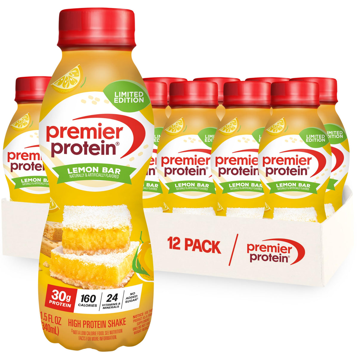 Premier Protein +Energy 30g High Protein Shake, Café Latte, 12 Pack