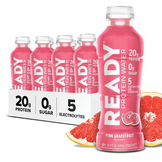 Ready Clear Protein Water, Pink Grapefruit, 20g Whey Protein Isolate 12Pack