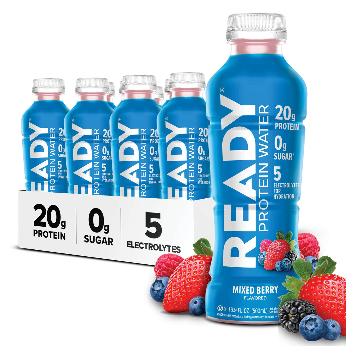 Ready Clear Protein Water, Pink Grapefruit, 20g Whey Protein Isolate 12Pack