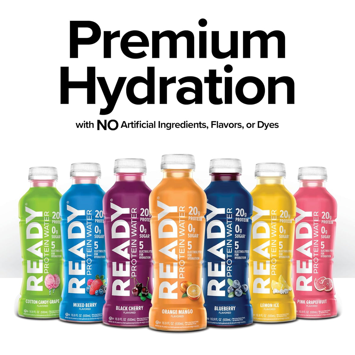 Ready Clear Protein Water, Pink Grapefruit, 20g Whey Protein Isolate 12Pack