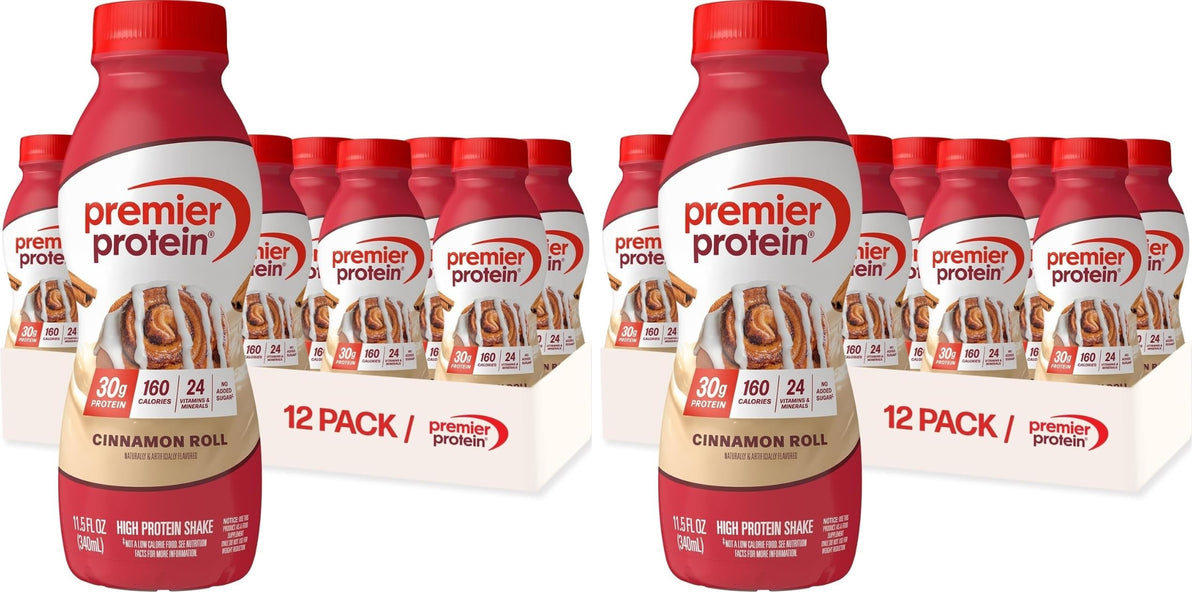 Premier Protein +Energy 30g High Protein Shake, Café Latte, 12 Pack