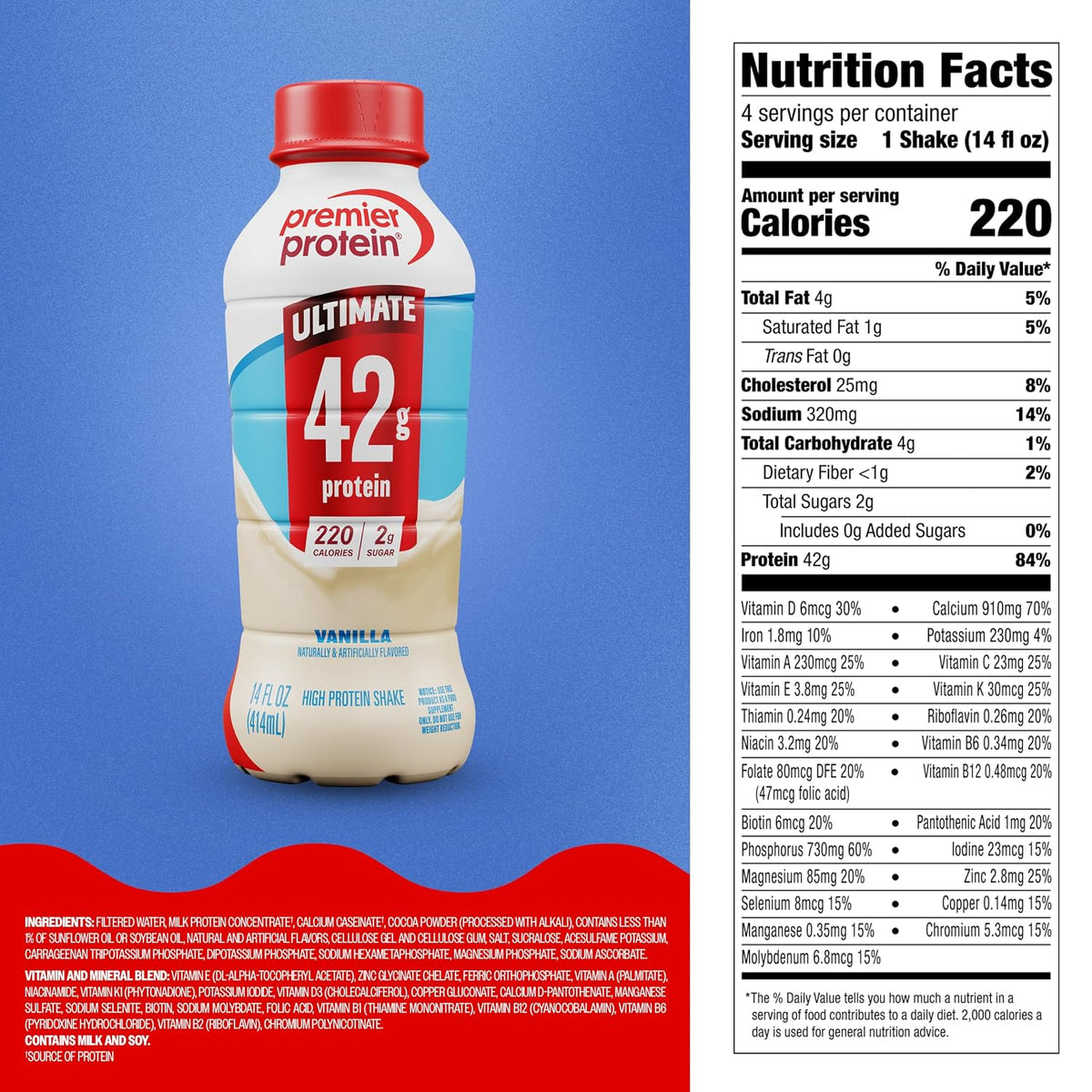 Premier Protein ULTIMATE 42g High Protein Shake, Variety Pack, 12 Pack